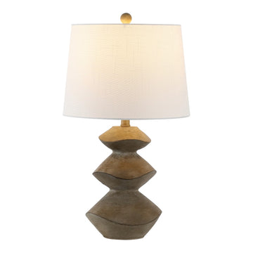 Laken Minimalist Coastal Resin/Iron 3-Stack Cairn LED Table Lamp - JONATHAN Y